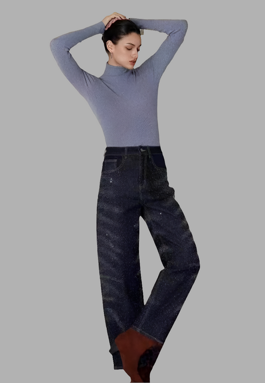 Jeans Glitter Effetto Brillantinato
