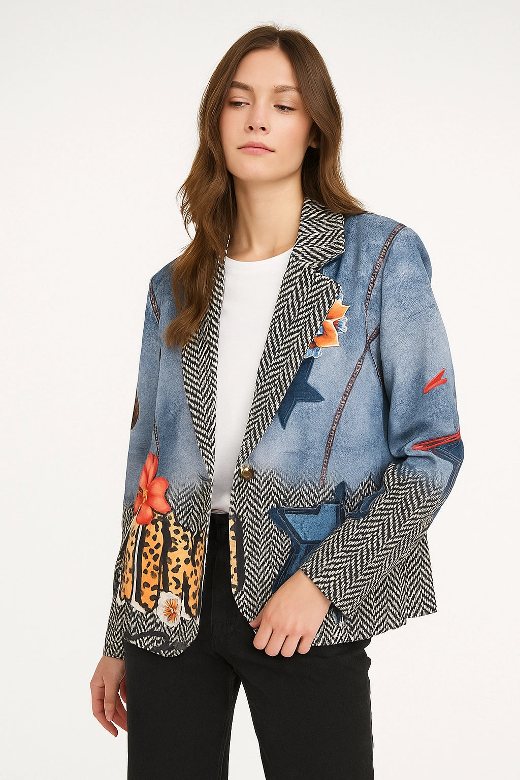 Giacca Denim Patchwork 'Smile More Today'
