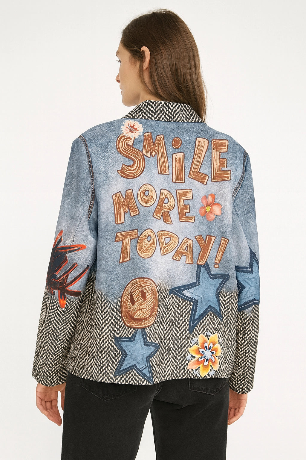Giacca Denim Patchwork 'Smile More Today'