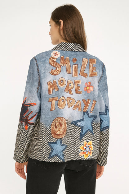 Giacca Denim Patchwork 'Smile More Today'