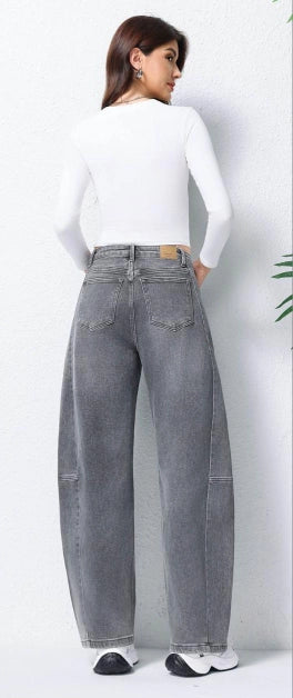 Jeans Wide Leg Grigio Vintage