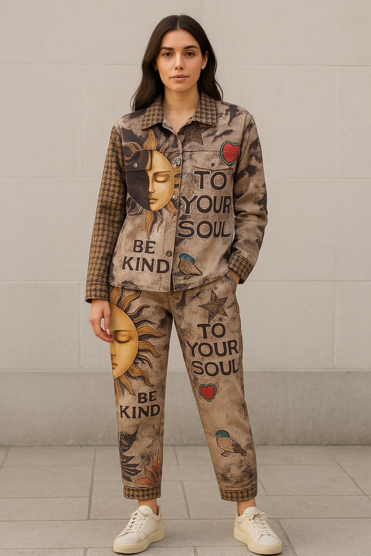 Completo 'Be Kind To Your Soul' - Set Camicia e Pantalone Artistico