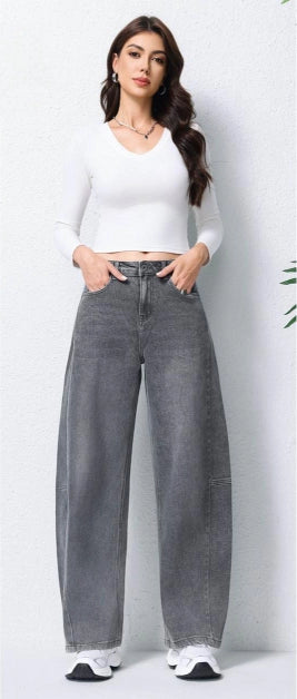 Jeans Wide Leg Grigio Vintage