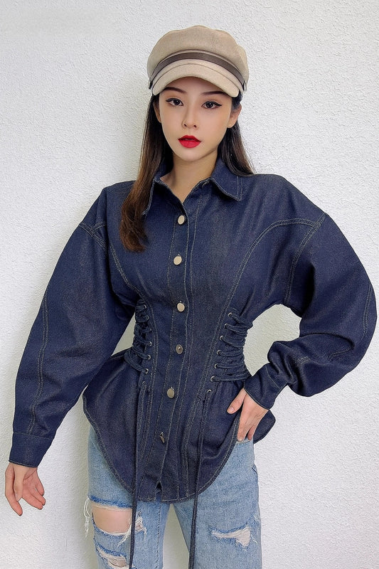 Jeans Jacket Stringhe Laterali