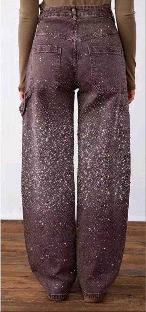 Jeans Decorato con Brillantini