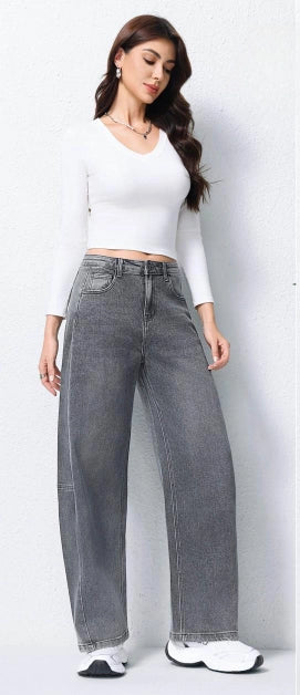 Jeans Wide Leg Grigio Vintage